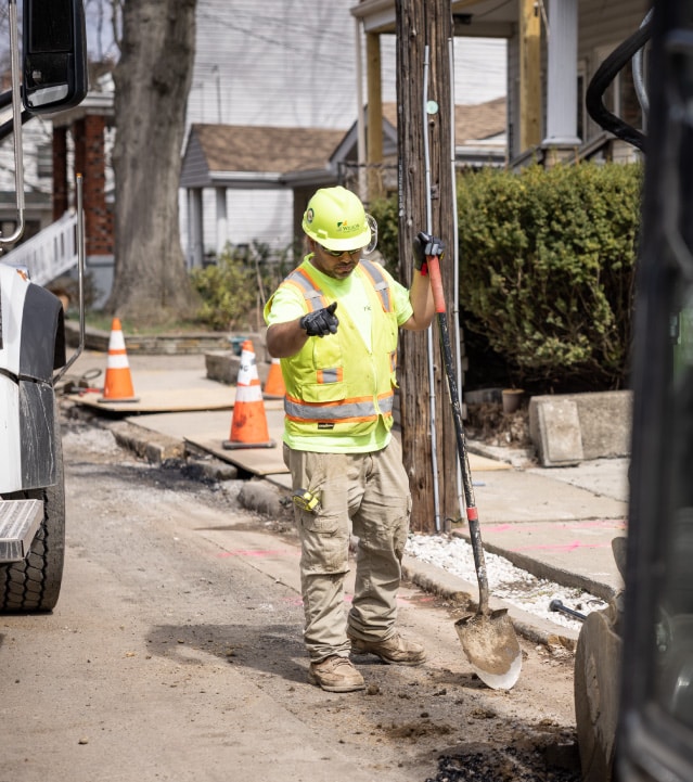 construction worker on a utility job site